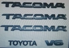 TOYOTA TACOMA EMBLEMS 5 PCS SET/  DOORS AND TAILGATE BLACK ABS DECALS NEW 