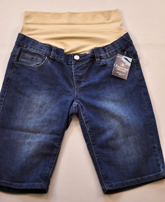Women's Expected maternity denim shorts size small cotton mix five pocket comfor