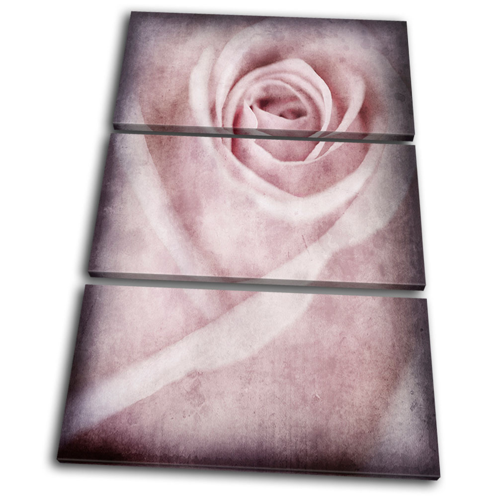 Floral Rose Flowers Love TREBLE CANVAS WALL ART Picture Print VA