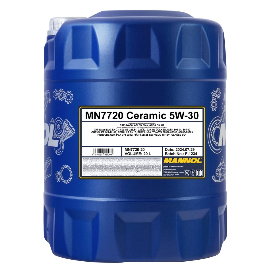 MANNOL 7720 Huile Moteur Semi-Synthétique SAE 5W-30 ACEA C3 20 L - Photo 1/3