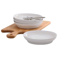 Stellar Stoneware Mylor Set Of 4 Pasta Bowls Cream Glazed Ceramic