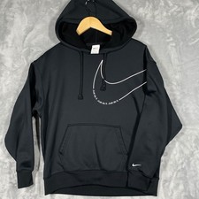 Nike Therma-FIT Black Graphic Swoosh Just Do It Pullover Hoodie Small 4382