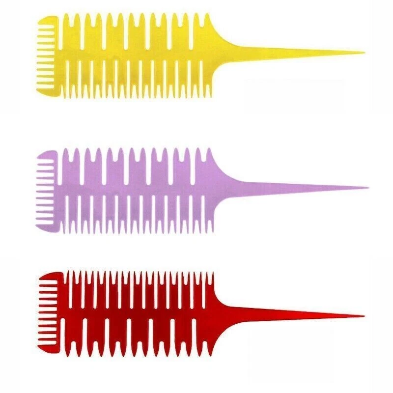 Hairdressing Comb 3-Way Sectioning Weave Styling Highlight Brush Balayage Hair - Image 4 of 4