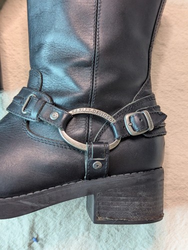 Stivali da motociclista casual Harley Davidson donna Christa neri in pelle imbracatura zip 9 - Foto 2 di 12
