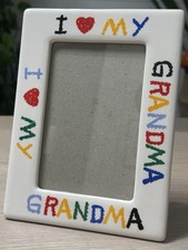 Vintage I Love My Grandma Picture Frame 4x6  Ceramic White Frame 90s    