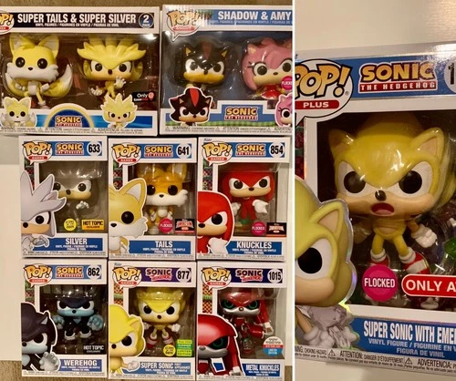 Funko Pop Lot of 9-Super Tails,Super Silver,Knuckles,Tails,Werehog,Shadow,Sonic