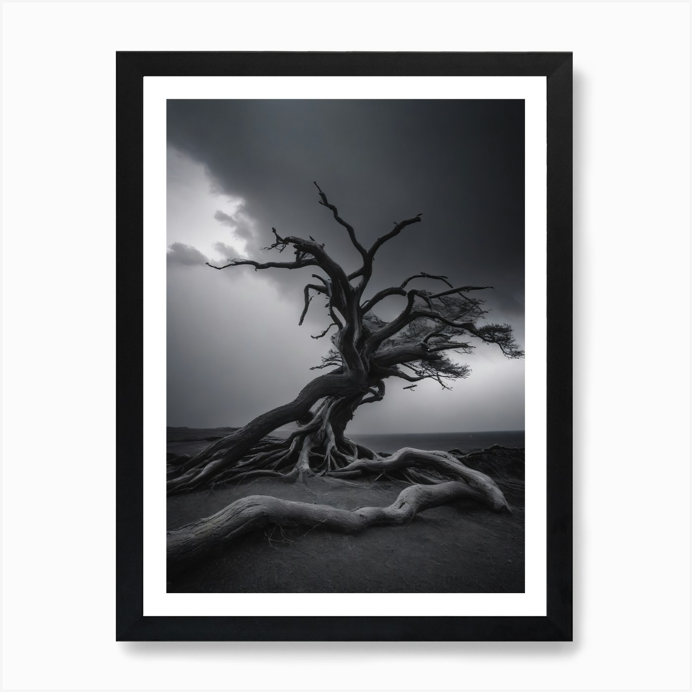Lone Tree Framed Wall Art Canvas Print Poster Picture