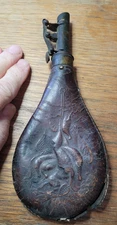 Antique AMERICAN Civil War HUNTING Black Powder LEATHER SHOT POUCH Flask