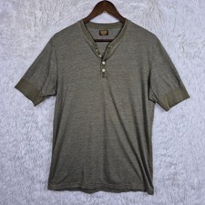 Civilaire Knitwear Mens Henley Shirt Small Olive Green Short Sleeve Made in USA