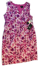 Adrianna Papell Women's Pink Floral Print Shift Dress Tank Top Dress Size 22W