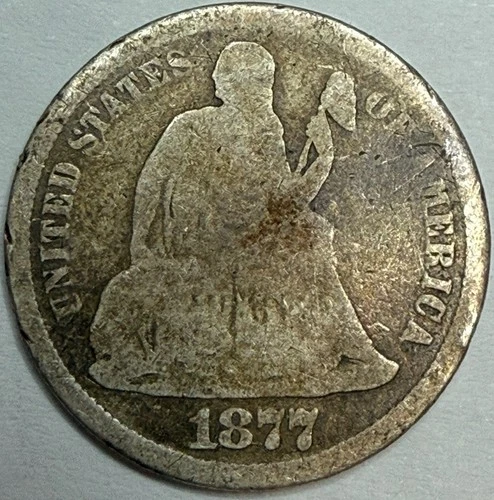 1877 CC Seated Liberty Dime Exact Coin Imaged #SL261