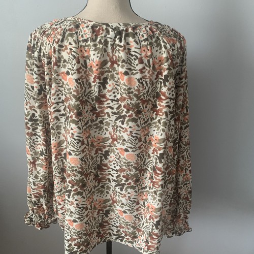 Jessica Simpson Damen Langarm Boho - V-Ausschnitt Bluse, Creme&Braun Gr. XL - Bild 8 von 12
