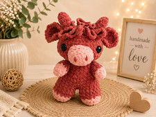Handmade Crochet Highland Cow Plush  Amigurumi Stuffed Animal  Soft Gift