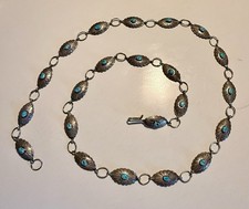 Vintage Navajo Turquoise  Sterling Silver Concho Belt 63g