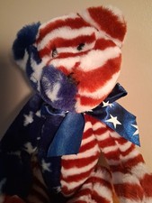 Progressive Plush 13.5" Patriotic Bear Red White Blue USA