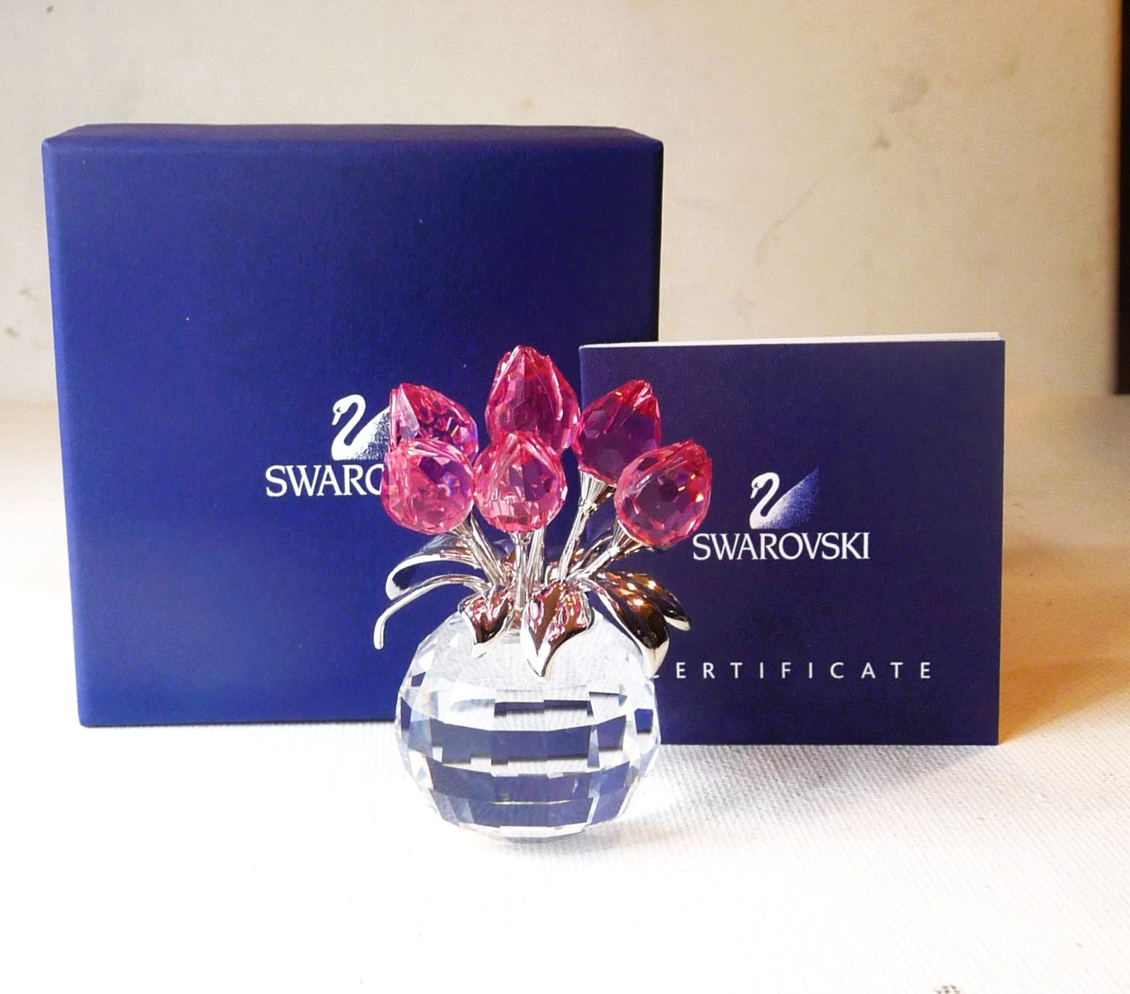 Swarovski Crystal Memories Tulips Rose / Rhodium 626874 Box & COA
