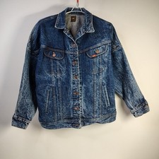 VINTAGE Lee Denim Jacket Acid Wash Jean Made in USA 80s Trucker