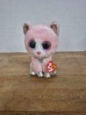 TY Beanie Boos - FIONA the Pink Cat (Glitter Eyes) 6" - Pre-Owned With Tags.
