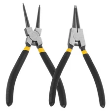 2pcs Snap Ring Plier 7" Internal & External Circlip Pliers Straight Tip, Black