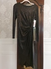 Bus Stop Dress 10/12 Bnwt Black Faux Wrap Sparkle Seqin Body Con. Flattering!!!