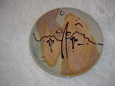 Vintage Studio Art Pottery Plate Signed Brown/Green Drip Glaze Handmade 9”