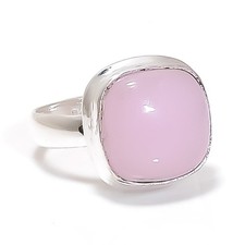 Pink Chalcedony Gemstone Handmade 925 Sterling Silver Jewelry Ring Size 6 u189