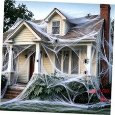600 SQFT Halloween Spider Web Decoration Outdoor with Fake Spiders