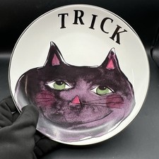 Rosanna Halloween 8" Dinner Plate Black Kitty Cat TRICK!