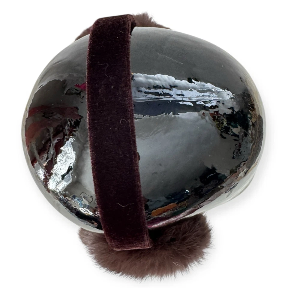 De colección Piel Real Orejeras Marrón Terciopelo Diadema Invierno Orejeras Cubiertas Calentadores Foto 4 de 4