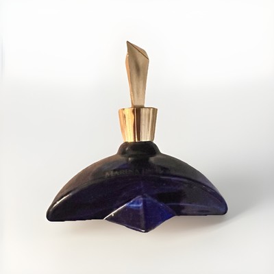 Vintage MARINA DE BOURBON Perfume Mini Cobalt Blue Bottle Gold Cap .25 oz/7.5 ml