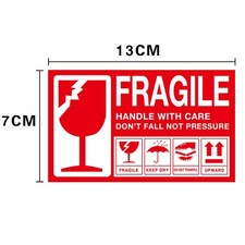 Fragile Glass Parcel Stickers 7x13cm Vinyl Labels Handle With Care Shipping Labe