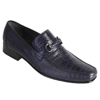 Los Altos Navy Genuine Caiman Crocodile Loafer Dress Shoes (USA Mens Size 9.5)