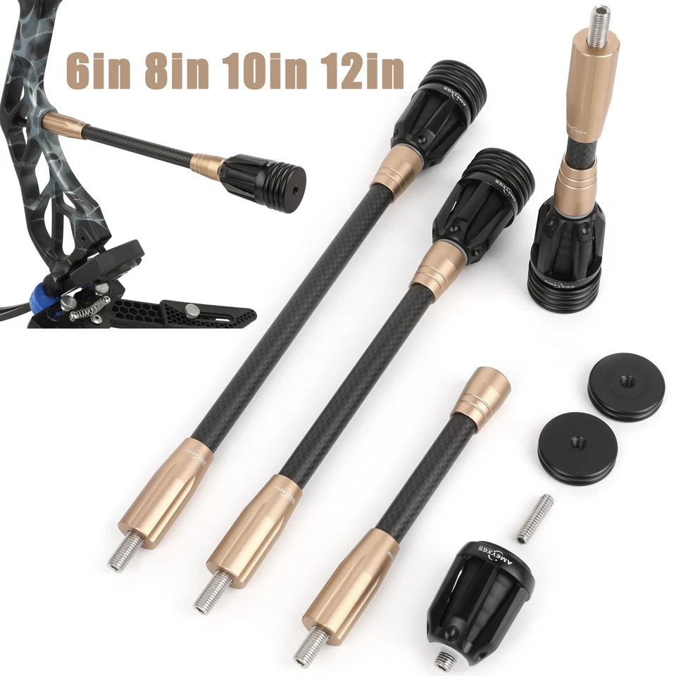 AMEYXGS 3K Carbon Stabilisator 6Zoll 8/10/12 Zoll Compoundbogen Balance Bar Dämpfer Jagd