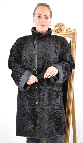US5435 REVERSIBLE PERSIAN LAMB FUR COAT LEATHER FUR JACKET DOUBLE FACE SIZE 3XL - Picture 5 of 24