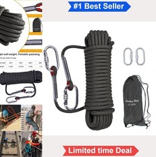 Static Climbing Rope 12mm 5100 lb Tensile Strength Polyester 32 Feet with