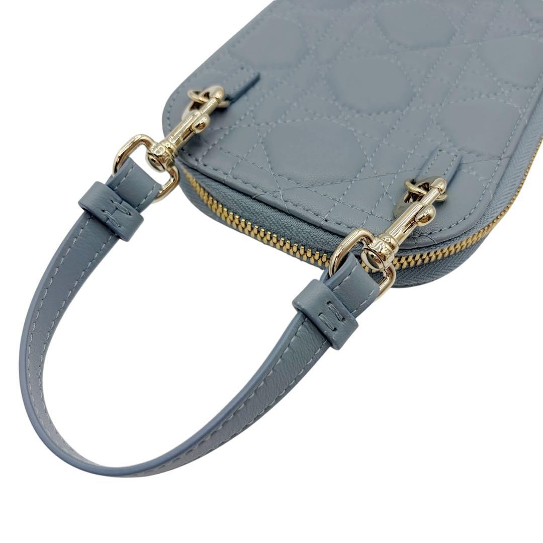 ⭐️Almost unused⭐️ Lady Dior Cannage Phone Holder Blue Gray image 6