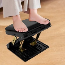 4-Level Height Adjustable Footstool PVC leather Soft Foot Rest Pad Ottoman Stool