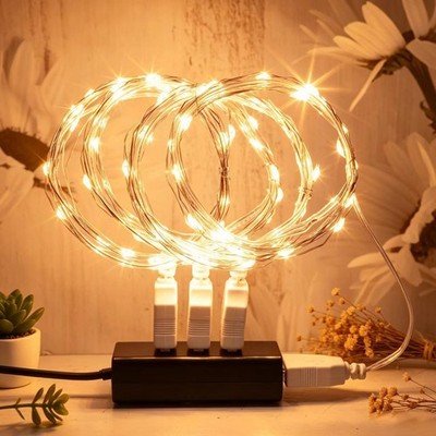 4 Stück LED Lichterkette, 20LED 2M / 6.6Ft USB lichterkette außen/innen W