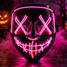 LED Maske Halloween leuchtend rosa Stil Purge...