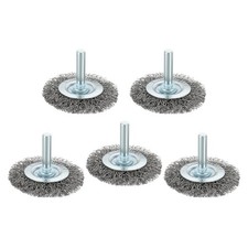 Wire Wheel Brush, 5pcs 2in Crimped Steel Wire 0.012" 0.3mm , 1/4in Shank