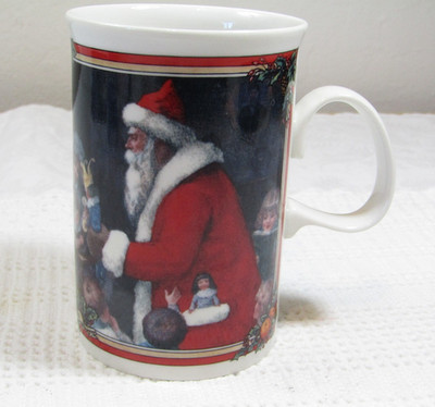 DUNOON Glad Tidings Santa Claus Christmas Coffee Mug Tea Cup Scotland 8oz  1980s