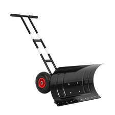 Extra-Large Snow Pusher Shovel With 7 Adjustable Blade Positions Anti-Skid Wheel