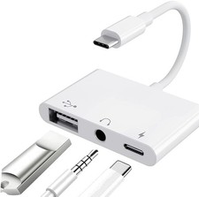 USB C to USB Adapter for MacBook, 3-in-1 USB C to USB-A OTG Splitter with 3.5mm
