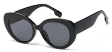 Women Trendy Round Sunglasses Black Frame Gray Lens Tinted UV400 Plastic Travel