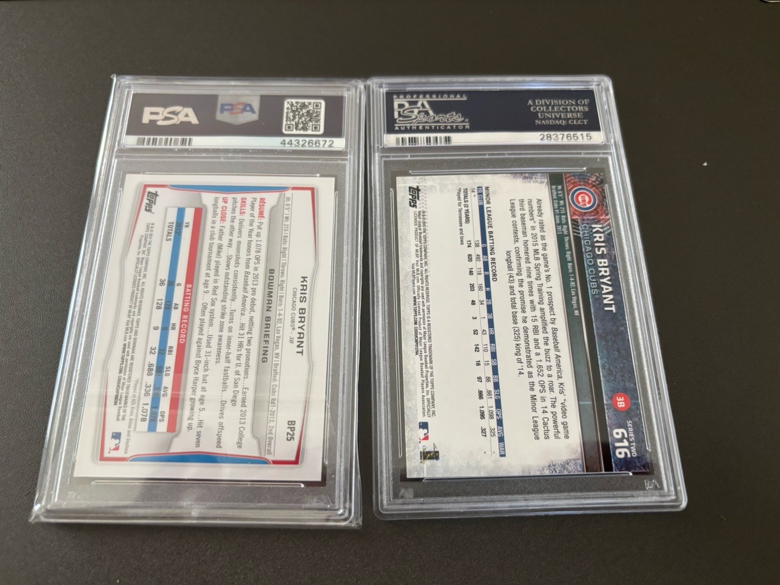 Two Kris Bryant Rookies PSA10 view 2