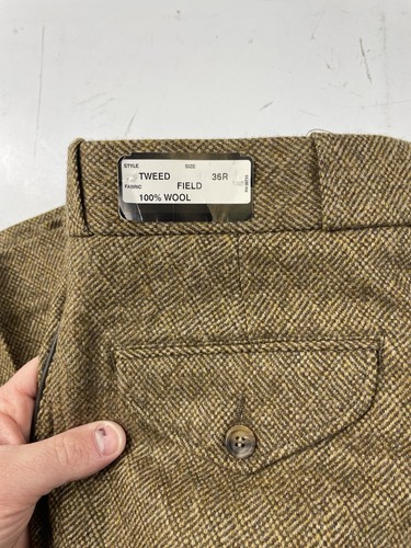 NWT JL Powell Tweed Field Pants Cargo Brown Wool Hand Tailored Mens 36 Hunting - Picture 9 of 10