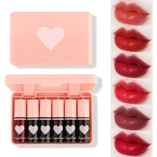 6-color lip gloss set, mini liquid lipstick, blush, long-lasting and waterproof