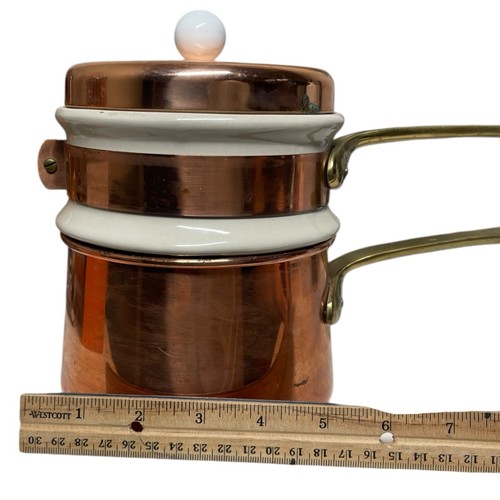 Nor Pro Kupfer Doppelkessel & Porzellan ausgekleidet Metall Vintage - Bild 10 von 10