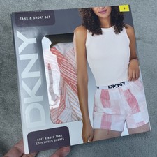 DKNY Women's S Tank  Short Set White Rayon Blend e0867