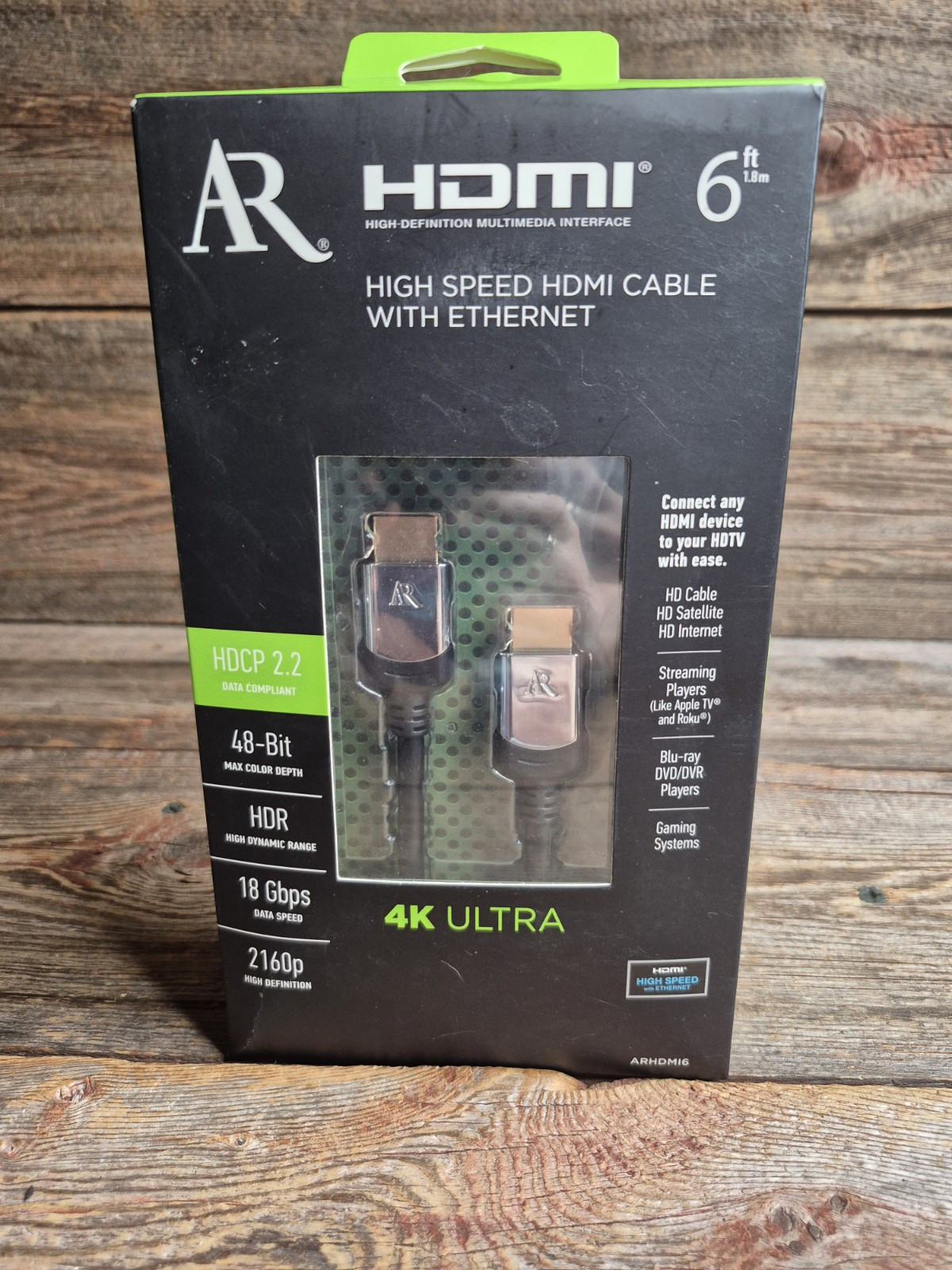 High Speed HDMI Cable with Ethernet 6ft 4K Ultra HD Support-image